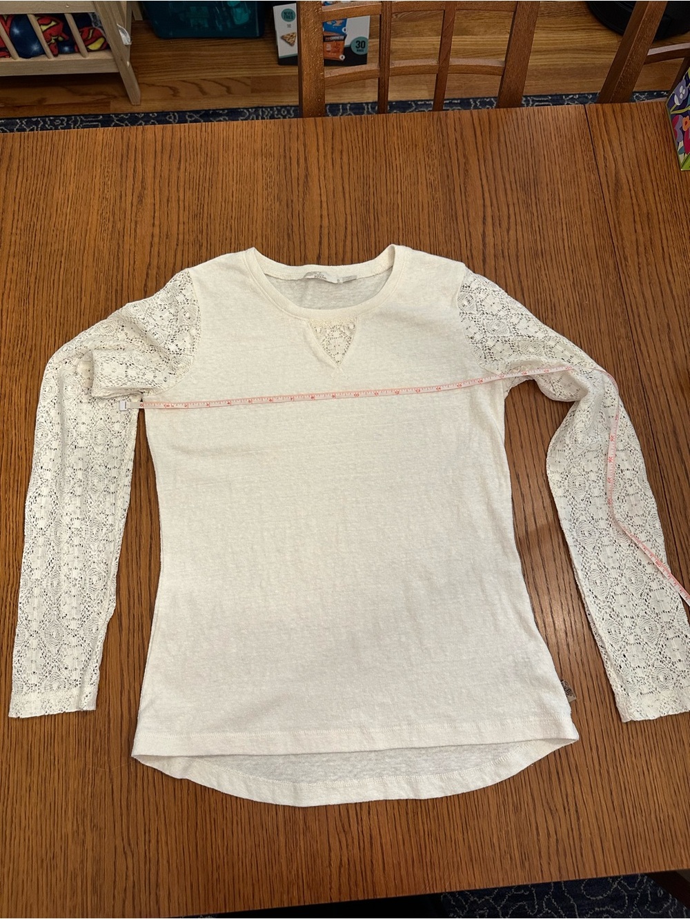 Prana Cream Knit Top with Lace Inset